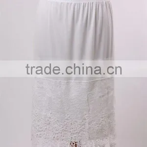 Cotton / Satin Fancy Long Skirts Wholesale Plus Size Plain Lace Slip Extenders thumbnail-4
