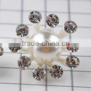 Keering Open Mold Glass Pearl Crystal Rhinestone Shank Button for Wedding Invitation thumbnail-3