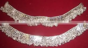 Anklet SILVER TONE BROAD PAYAL BELLS Anklet Pair Foot Bracelet thumbnail-1