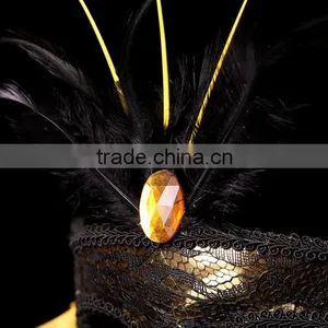 Venetian Mask With Feathers Indian Halloween Mask for Sale thumbnail-2
