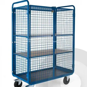 Logistics Roll Cage Trolley Galvanized Steel Wire Mesh Roll Cart thumbnail-1