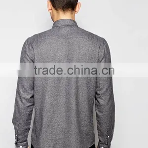Soften Wash Shirt in Grey Marl With Long Sleeves thumbnail-2