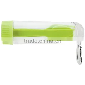 Portable Cutlery Set - Includes Fork, Knife and Spoon in Transparent Storage Case With Handy Aluminum Carabiner thumbnail-2