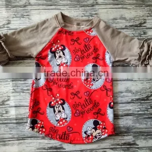 2017 Newest Pattern Raglan t Shirts for Girls Icing Ruffle t Shirts Wholesale Kids Ruffle Raglan thumbnail-5