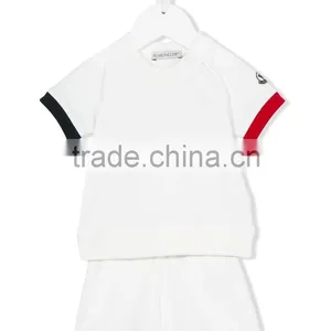 2017 New Design Custom Summer Kids Color Block Tracksuit Clothes Set Kids Active Wear Baby Clothes Set thumbnail-6