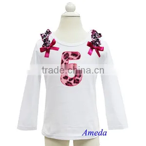 Girls Hot Pink Leopard 5th Birthday White Long Sleeves Tee 1-7Y thumbnail-1