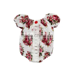 2017 Floral Printed Infant Jumpsuit 100% Cotton Fluffy Sleeve Baby Romper thumbnail-1