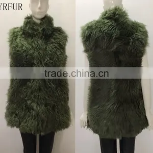 YR1029 Newest Style Toscana Fur Vest Small Collar Real Lamb Fur Waistcoat thumbnail-1
