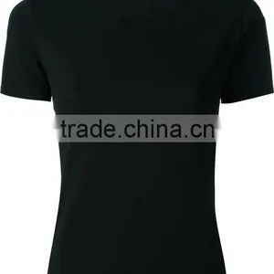 Custom Women Pure Black Plain Short Sleeve T-Shirts,Oem Cotton Blank Plain T Shirts for Women thumbnail-2