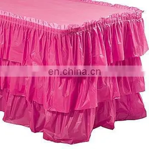 New Design Wholesale Ruffle Tiered Satin Table Skirt thumbnail-4