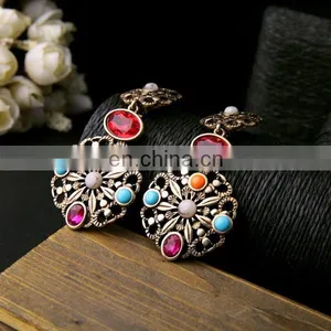 Bohemia Vintage Antique Gold Chandelier Earrings With Ruby thumbnail-1