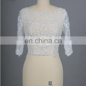 Beautiful Plus Size Open Back Short Sleeve Beaded Lace Jacket thumbnail-1