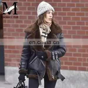 2016 Newest European Genuine Sheepskin Ladies Winter Coat Short Women Real Leather Coat thumbnail-4