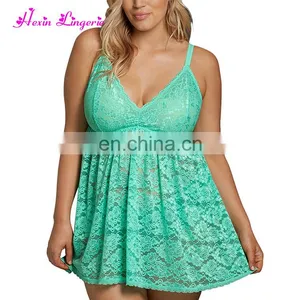 Low Price Lace Sleepwear NightWear Mature Women Plus Size Sex Lingerie thumbnail-1