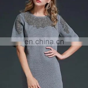 Pleated Short Dresses Beaded Chiffon Women Dresses Summer thumbnail-1