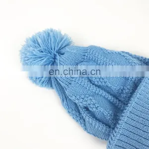 High Quality Custom Logo Mens Cable Knitted Beanie Hat for Men thumbnail-5