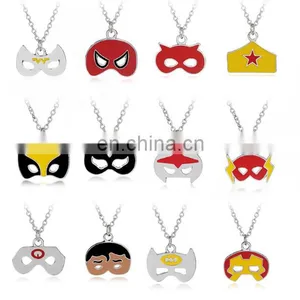 Popular Cartoon Mask Iron Man Spider Man Batman The Flash Model Cute Necklace Halloween All Saints' Day Jewelry Gift thumbnail-3