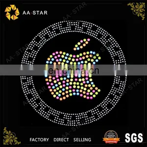 Apple Rainbow Color Iron on Rhinestone Design for Party Dress thumbnail-1