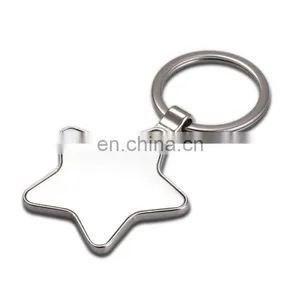 Promotional Custom Metal Silver Plated Five-point Star Shaped Keychain thumbnail-1