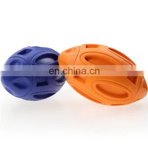Pet Squeaky Toys Rubber Rugby Ball Interactive and Training Chew Toys Fetch Toy Ball for Dogs thumbnail-3