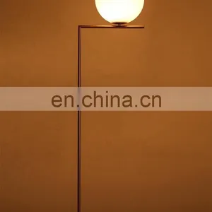Modern White Glass Globe Shade Floor Lamp Golden Standing Lamp For Bedroom Living Room Home Lighting thumbnail-5