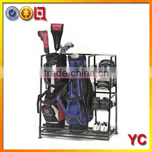 2014 Luxury Metal Floor Standing Golf Bag Storage Rack thumbnail-1