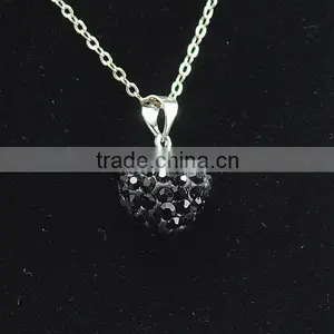 Low Price Shamballa Necklace Wholesale Heart Shape New Arrival Crystal Clay Shamballa With Silver Chains Necklace thumbnail-3