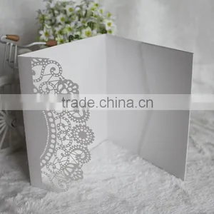 2016 Hot Sale White Lace Cut Pocket Classical European Style Wedding Invitations thumbnail-2