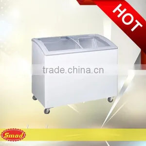 Curved Glass Door Showcase Chest Freezer for Ice Cream thumbnail-2