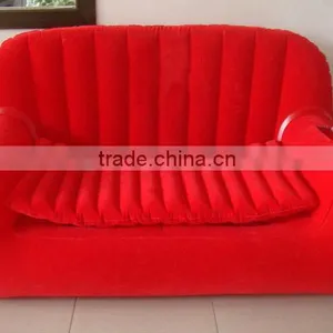 Red Flocked Pvc Inflatable Double Sofa thumbnail-1