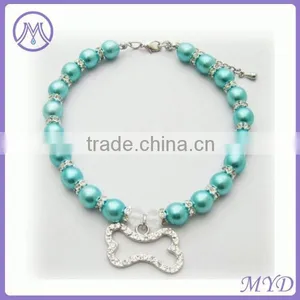 Customized Crystal Paw Print Pearl Dog Pet Necklace Jewelry thumbnail-5
