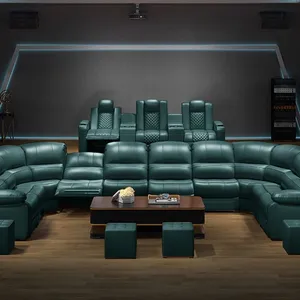 High-end Home Theater Sofa Leather Audio-visual Room KTV Electric Multi-functional U-shaped Corner Sofa Combination thumbnail-1