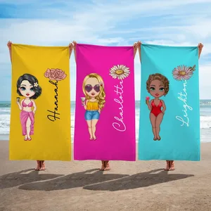 Personalized Beach Towels Custom Beach Towel for Adults Cartoon Quick Dry thumbnail-1