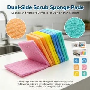 Factory Supply Green Abrasive Scouring Pads Bulk Wholesale Kitchen Cleaning Scour Pads for Restaurant Hotel thumbnail-2