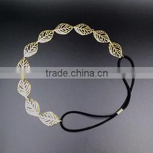 Fancy Lovely Young Women`s Gold Plated Leaves Shaped Elastic Fashion Headband thumbnail-4