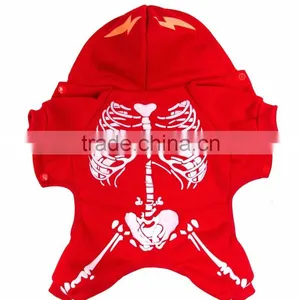 Wholesale Luminous Shock Dragon Spring Autumn Single Layer Skeleton Pattern Red Dog Clothes Pet Garment thumbnail-6