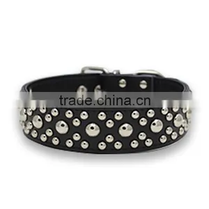Wholesale Dog Chain Leather Litchi Grain Mushrooms Nails Pet Dog Collars thumbnail-3