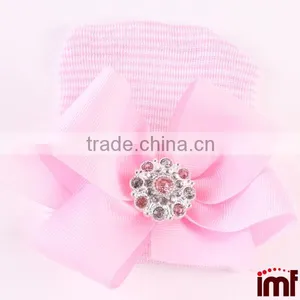 Baby Girl COMING HOME Hat,White Faux Pearl Bow Hospital Hat thumbnail-5