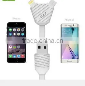 GOLF 2.1A Pineapple Series 2in1data Cable for Iphone 5/5s/6/6s/6plus 1m Quick Charge and Data Pinepple 2in1cable for Micro Phone thumbnail-1