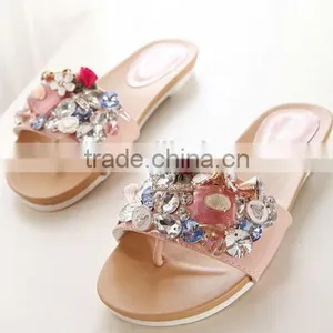 Fancy Crystal Women Fashion Shoes Women Flat Heel Sandal Shoes thumbnail-1