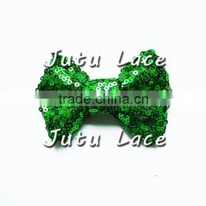 Wholesale High Quality Fashion Elegant Sequin Green Hair Bows for Baby / Kids /adult Christmas thumbnail-5