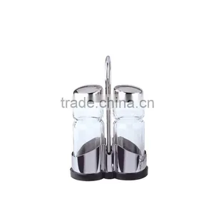 Salt & Pepper Shakers, Glass Body, With Rack thumbnail-1