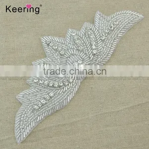 Beaded Iron on Applique for Bridal Hand Bag WRA-870 thumbnail-1
