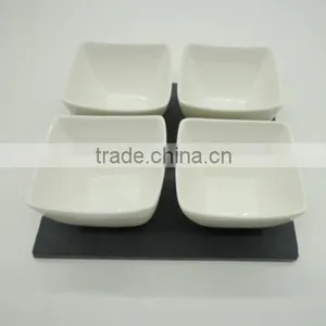 [factory Direct] 17x17cm Cut Edge Square Slate Coaster With 4 Notches And 4 Cups Item BD-1717SD1AN thumbnail-3
