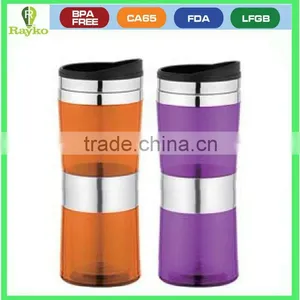 450ml Double Wall Plastic Mug With Steel Ring thumbnail-1