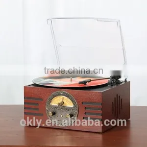 2016 Portable Retro USB SD Bluetooth Radio Turntable Player thumbnail-1