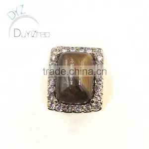 Mens Gold Ring With Tiger Eyes thumbnail-2
