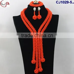 CJ1029 Orange Latest Italian Fashion Top High Quality Various Design Hand- Weaved Jewelry Matching Dress for Party/wedding thumbnail-1