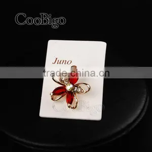 Fashion Jewelry Charming Red Crystal Flower Cuff-Link Gold Ladies Party Wedding Gift Promotion Apparel Accessories thumbnail-4
