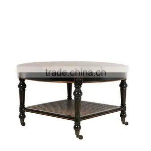 French Style Wooden Round Side Coffee Table thumbnail-3